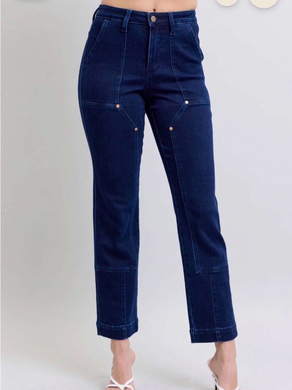 Judy Blue High‑Waist Workwear Knee‑Patch Jeans Plus 24W NWT Straight‑Leg Stretch